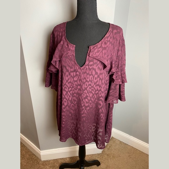 Lane Bryant Embroidered Sheer Blouse - Picture 2 of 4